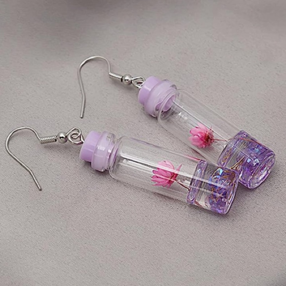 💎 Purple Flower In A Bottle Earrings